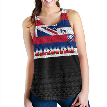 Hawaii Women Tank Flag And Map Kakau Pattern