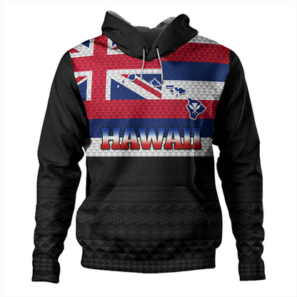 Hawaii Hoodie Flag And Map Kakau Pattern