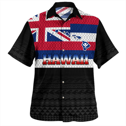Hawaii Hawaiian Shirt Flag And Map Kakau Pattern