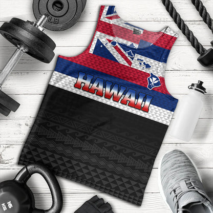 Hawaii Tank Top Flag And Map Kakau Pattern
