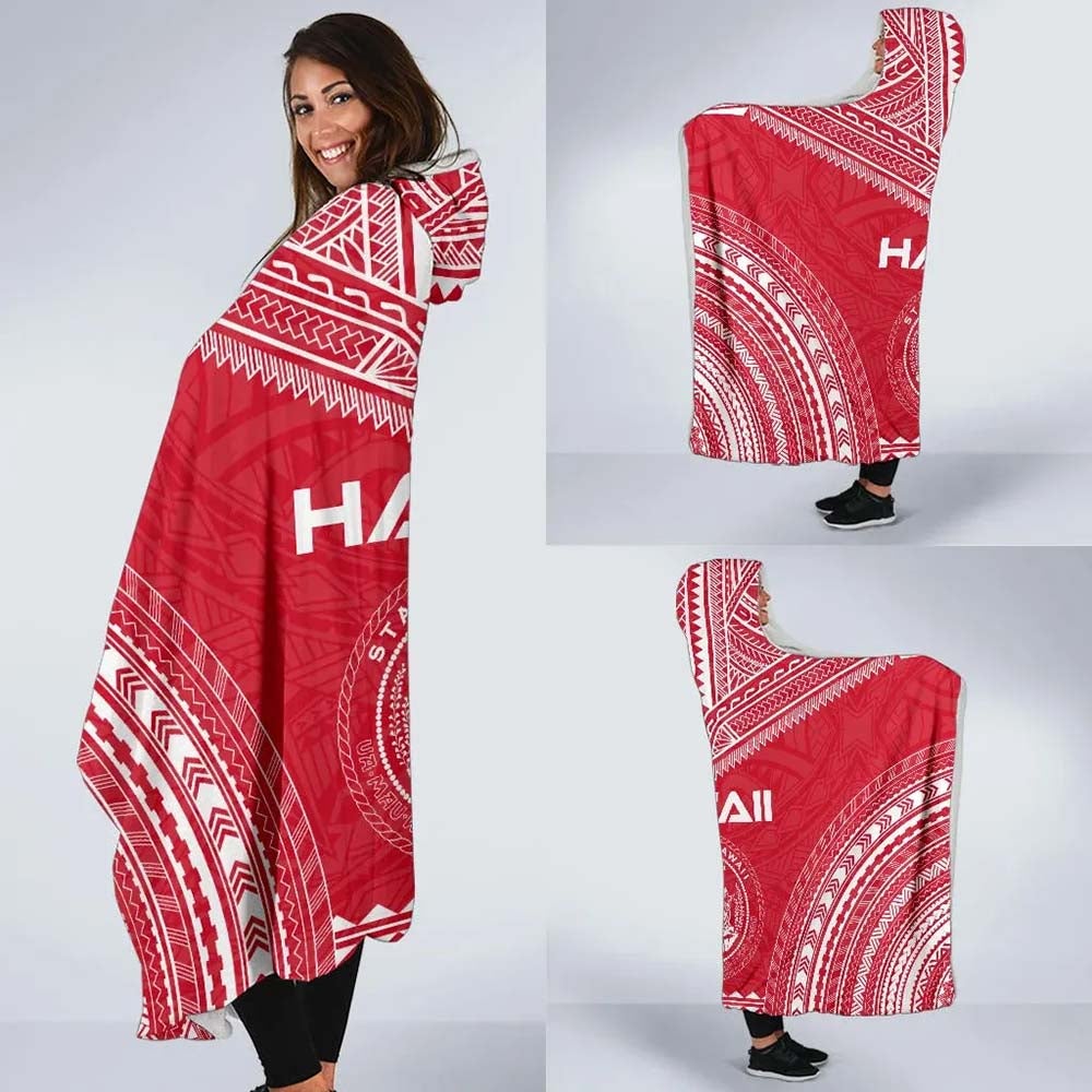 Hawaii Flag Polynesian Chief Hooded Blanket