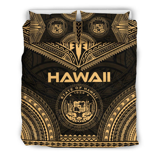 Hawaii Polynesian Chief Duvet Cover Set - Gold Version