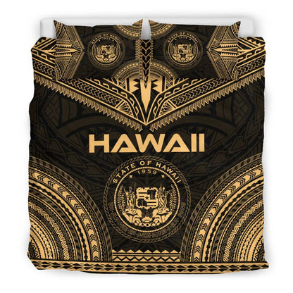 Hawaii Polynesian Chief Duvet Cover Set - Gold Version