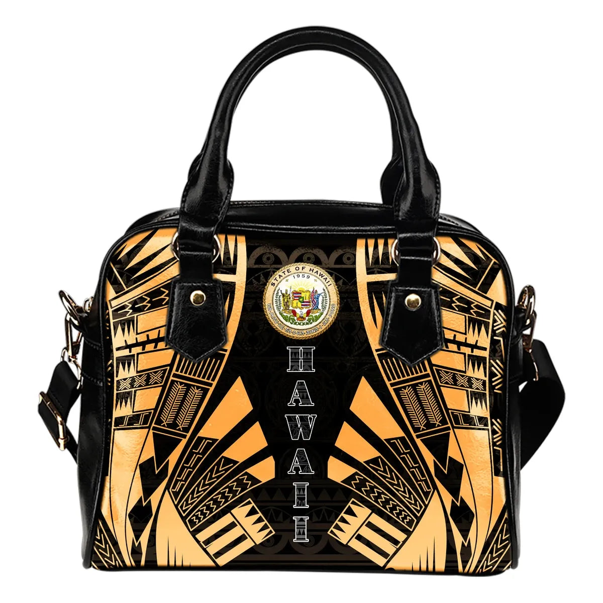 Hawaii Shoulder Handbag - Polynesian Tattoo Gold