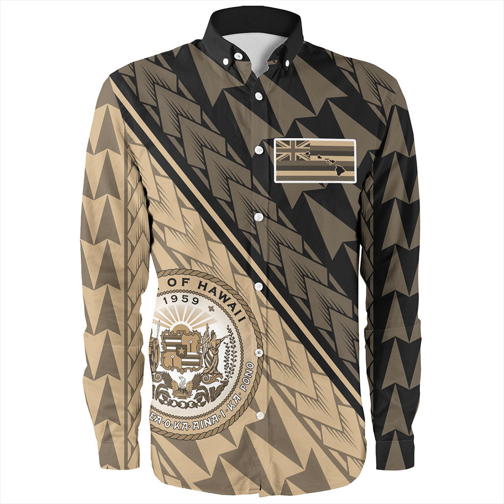 Hawaii Long Sleeve Shirt Polynesian Tribal Half Style