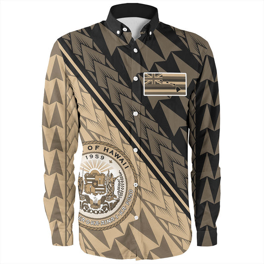 Hawaii Long Sleeve Shirt Polynesian Tribal Half Style