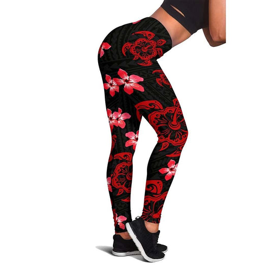 Hawaii Hibiscus Turtle Legging (Red)