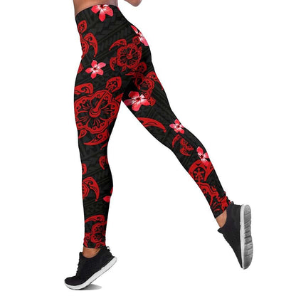 Hawaii Hibiscus Turtle Legging (Red)