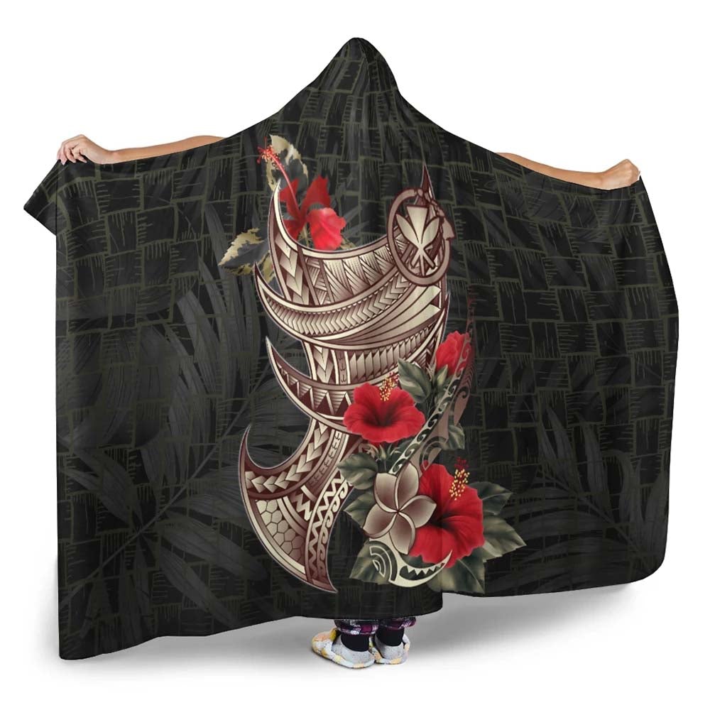 Hawaii Hooded Blanket - Kanaka Maoli Polynesian Tribal Tatoo