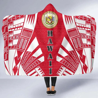 Hawaii Hooded Blanket - Polynesian Tattoo Flag