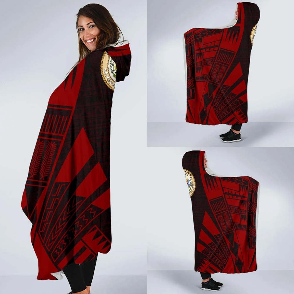 Hawaii Hooded Blanket - Polynesian Tattoo Red