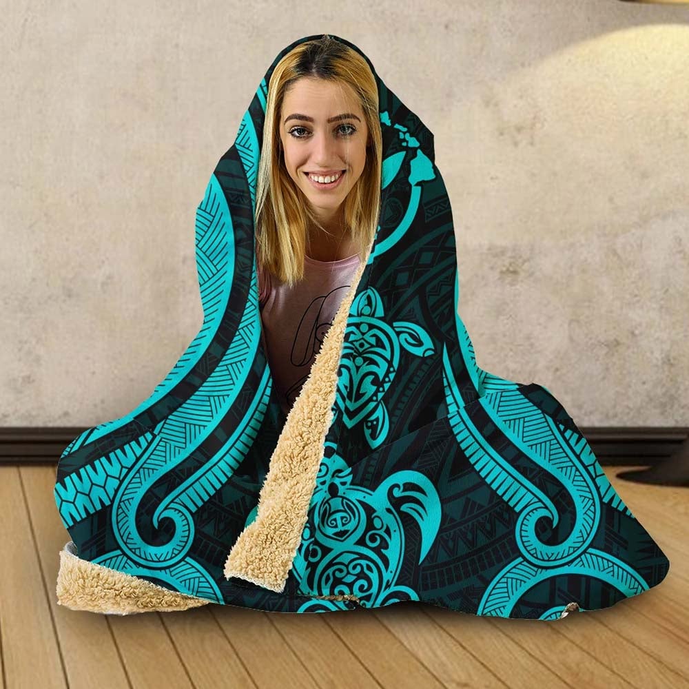 Hawaii Hooded Blanket - Turquoise Tentacle Turtle