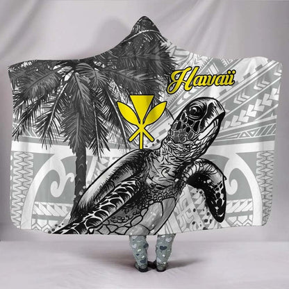 Hawaii Hooded Blanket - Turtle Palm Tree White