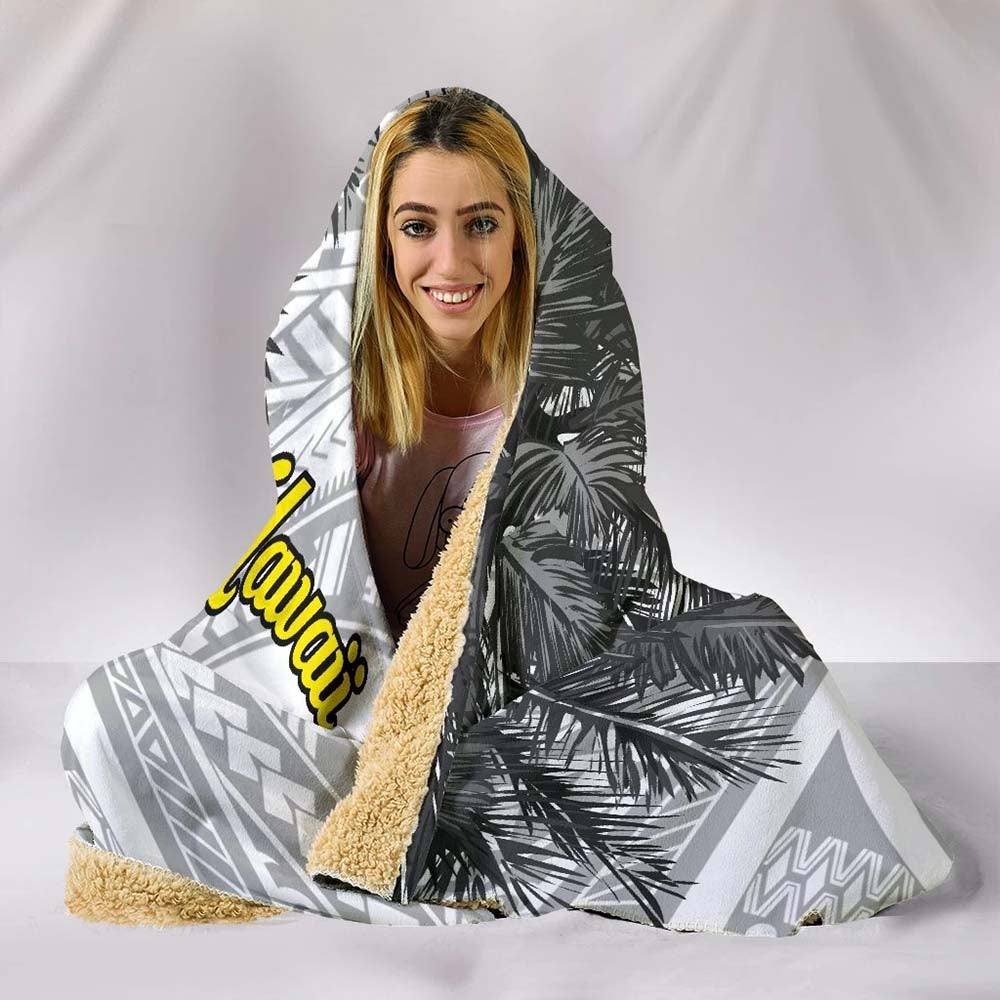 Hawaii Hooded Blanket - Turtle Palm Tree White