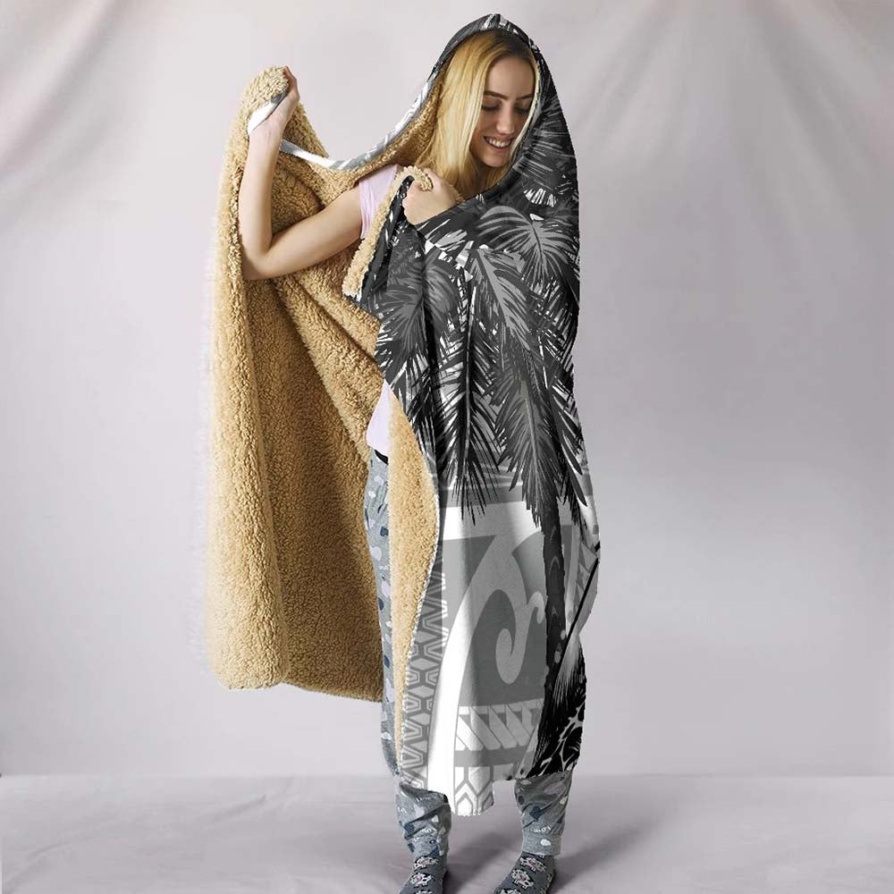 Hawaii Hooded Blanket - Turtle Palm Tree White