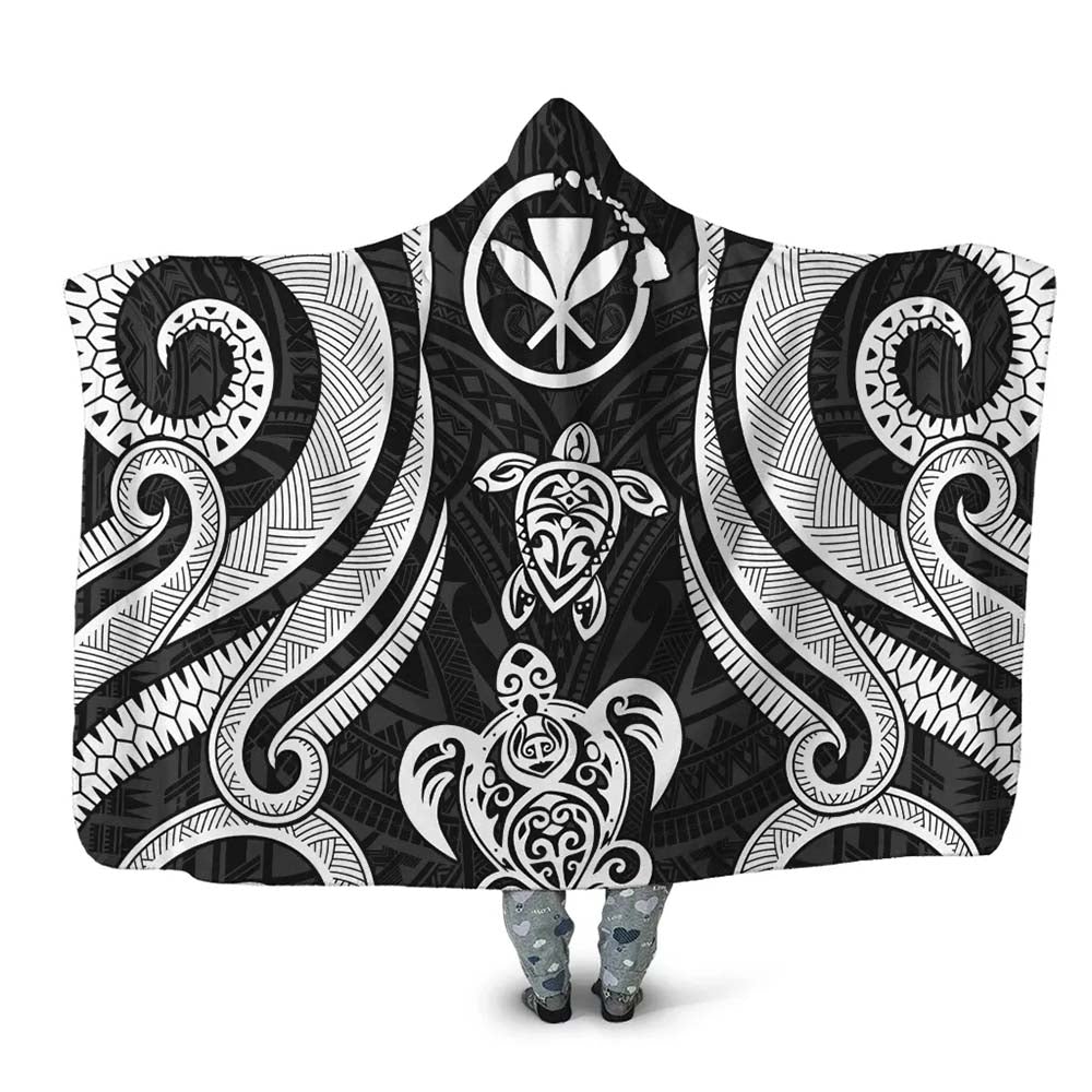 Hawaii Hooded Blanket - White Tentacle Turtle