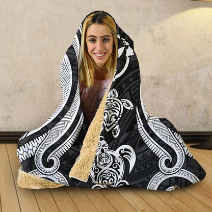 Hawaii Hooded Blanket - White Tentacle Turtle