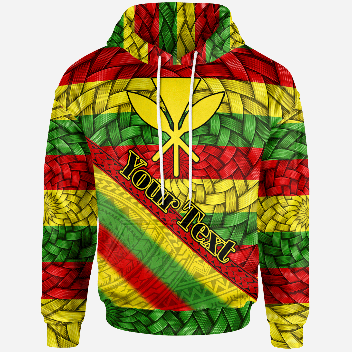 Hawaii Hoodie - Custom Personalised Kanaka Maoli Flag With Bamboo Patterns