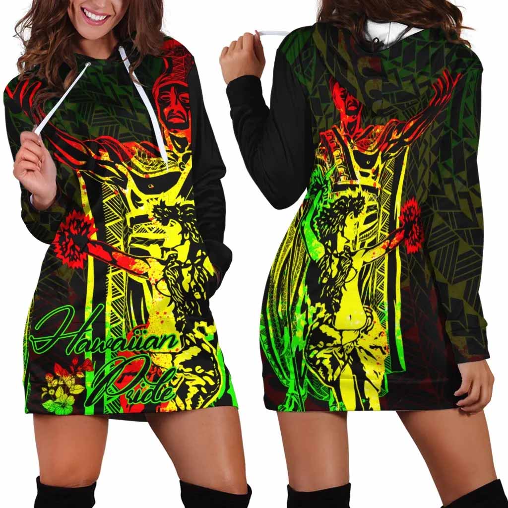 Hawaii Hoodie Dress - King Of Hawaii With Hawaiian Girls Reggae Version