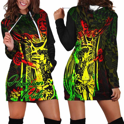 Hawaii Hoodie Dress - King Of Hawaii With Hawaiian Girls Reggae Version