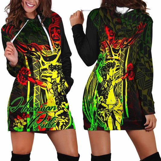 Hawaii Hoodie Dress - King Of Hawaii With Hawaiian Girls Reggae Version