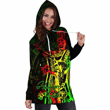 Hawaii Hoodie Dress - King Of Hawaii With Hawaiian Girls Reggae Version