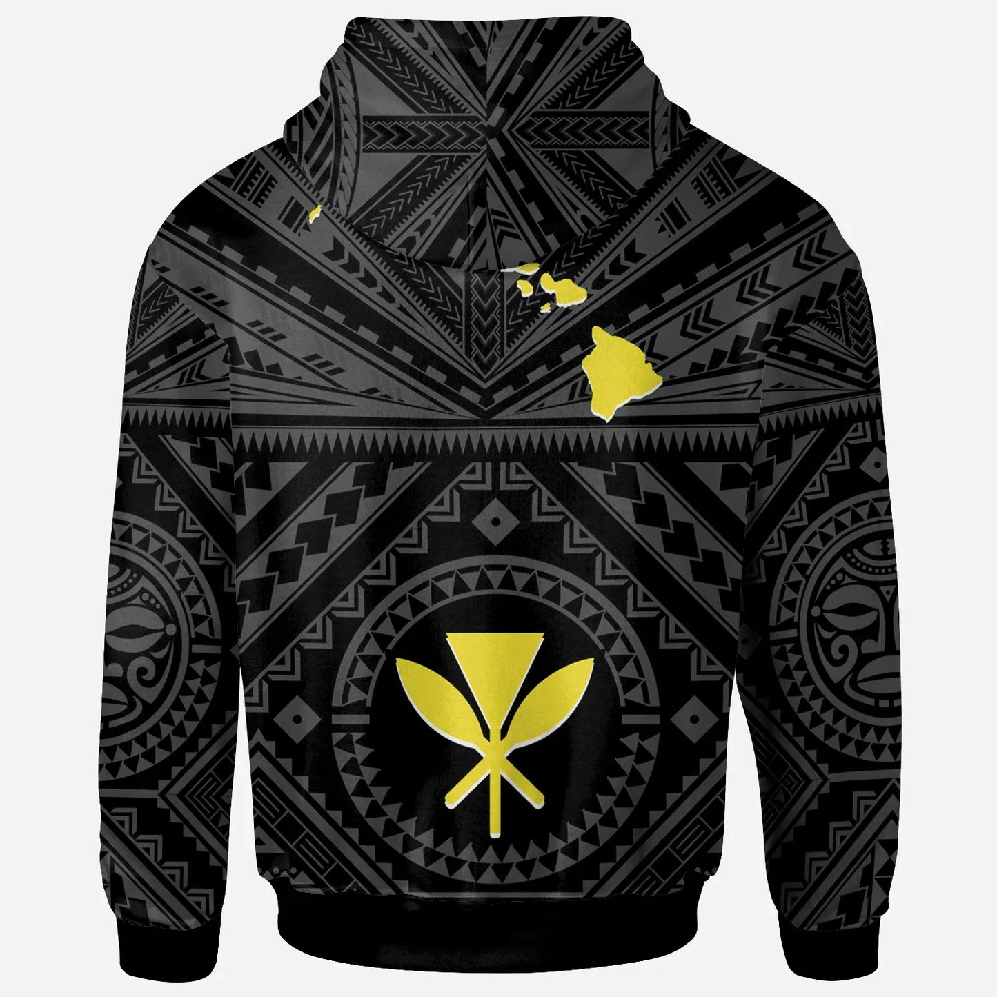 Hawaii Hoodie - Hawaii Kanaka Maoli And Map ( Black)