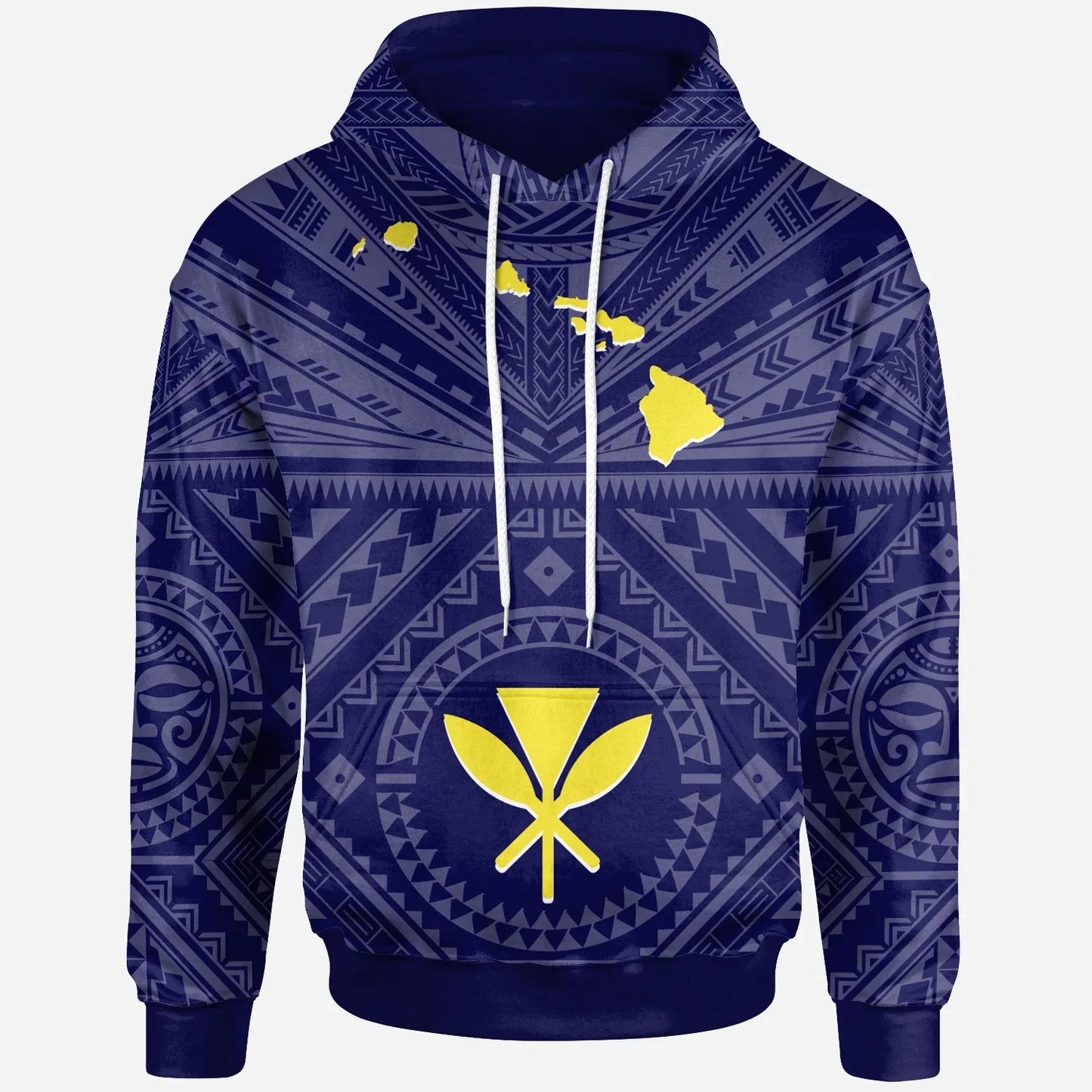 Hawaii Hoodie - Hawaii Kanaka Maoli And Map ( Blue)