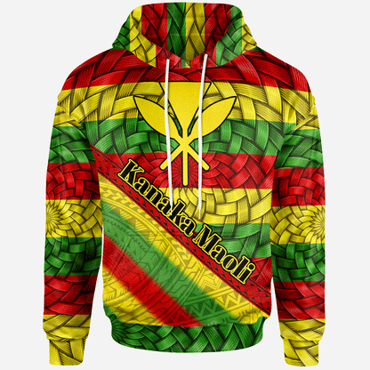 Hawaii Hoodie - Kanaka Maoli Flag With Bamboo Patterns