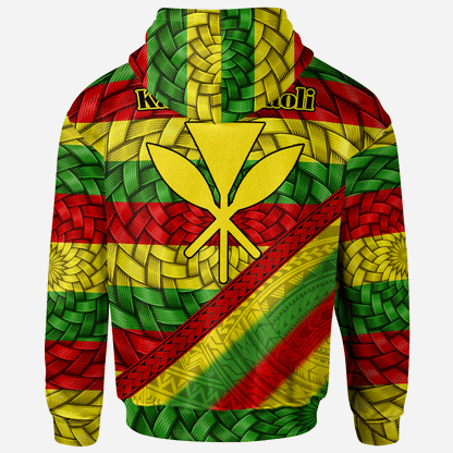 Hawaii Hoodie - Kanaka Maoli Flag With Bamboo Patterns