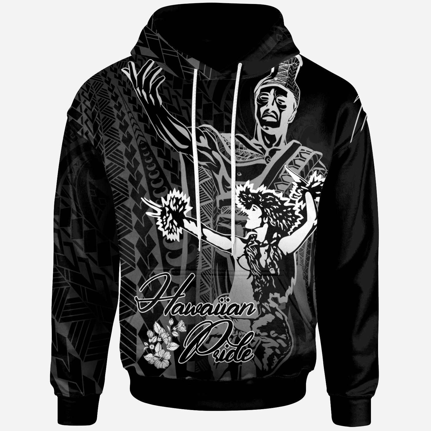 Hawaii Hoodie - King Of Hawaii With Hawaiian Girls White Version