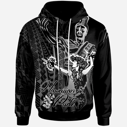 Hawaii Hoodie - King Of Hawaii With Hawaiian Girls White Version