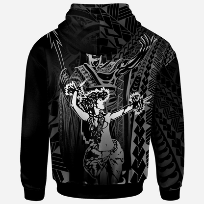 Hawaii Hoodie - King Of Hawaii With Hawaiian Girls White Version