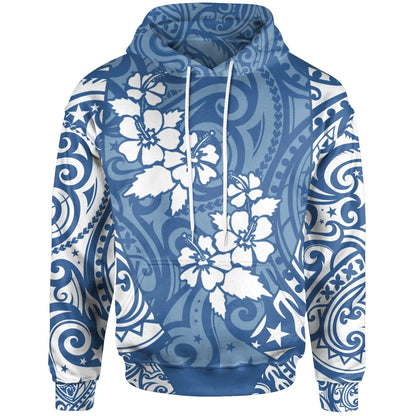 Hawaii Hoodie - Hawaii Hibiscus Polynesian Tattoo Blue