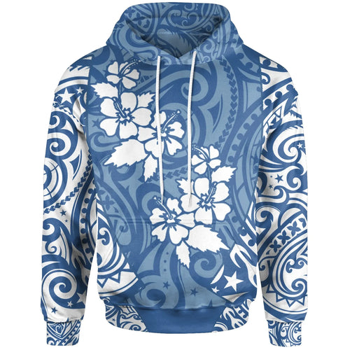 Hawaii Hoodie - Hawaii Hibiscus Polynesian Tattoo Blue