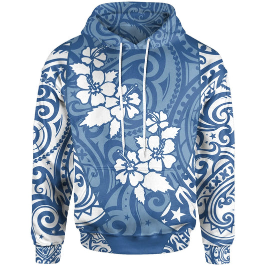 Hawaii Hoodie - Hawaii Hibiscus Polynesian Tattoo Blue