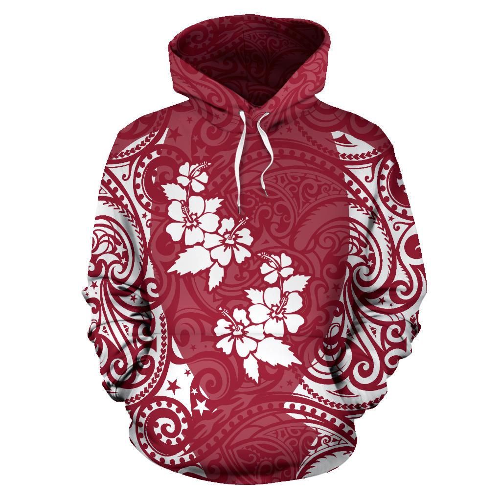 Hawaii Hoodie - Hawaii Hibiscus Polynesian Tattoo Red