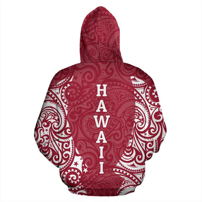 Hawaii Hoodie - Hawaii Hibiscus Polynesian Tattoo Red