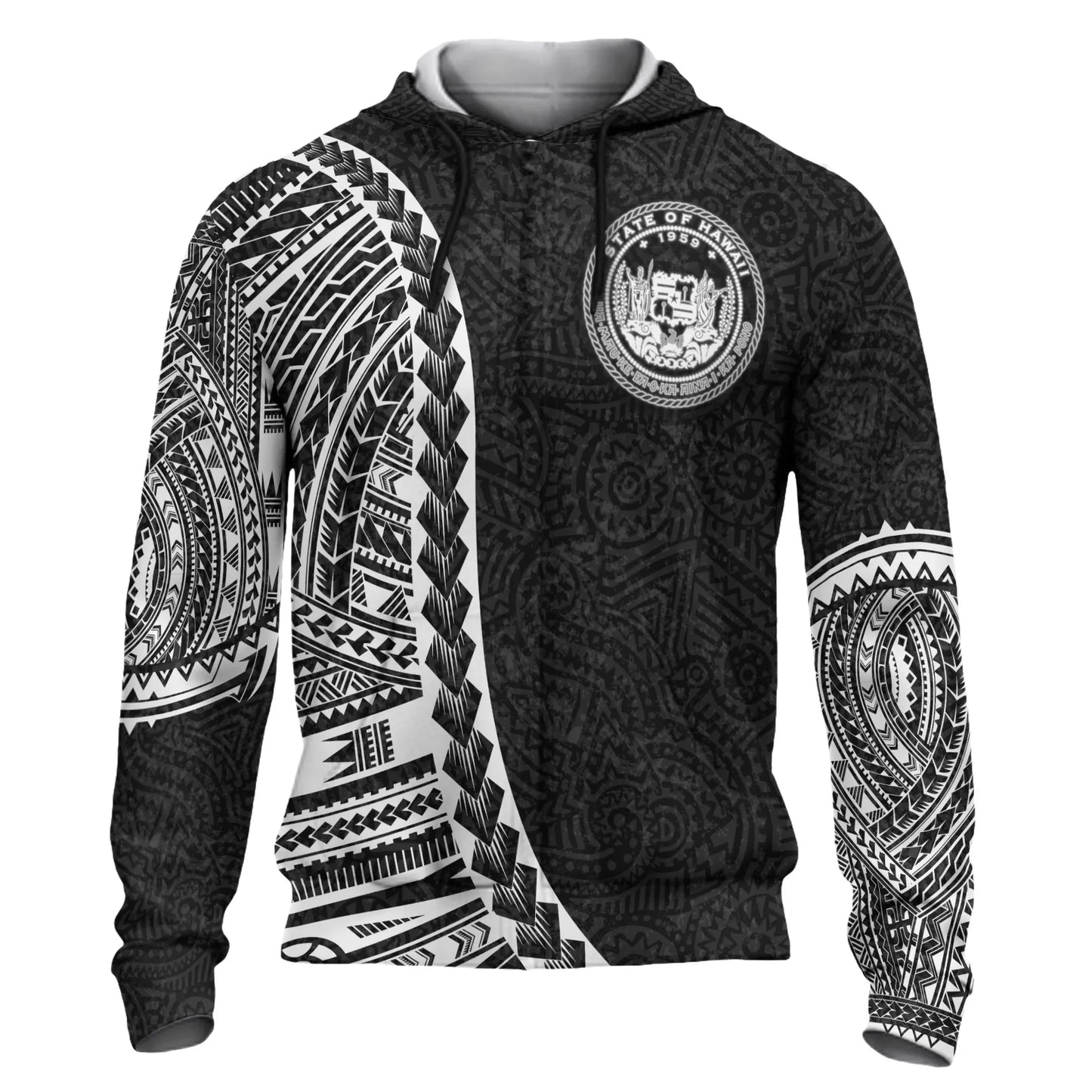 Hawaii Hoodie - Polynesian Patterns nd Map