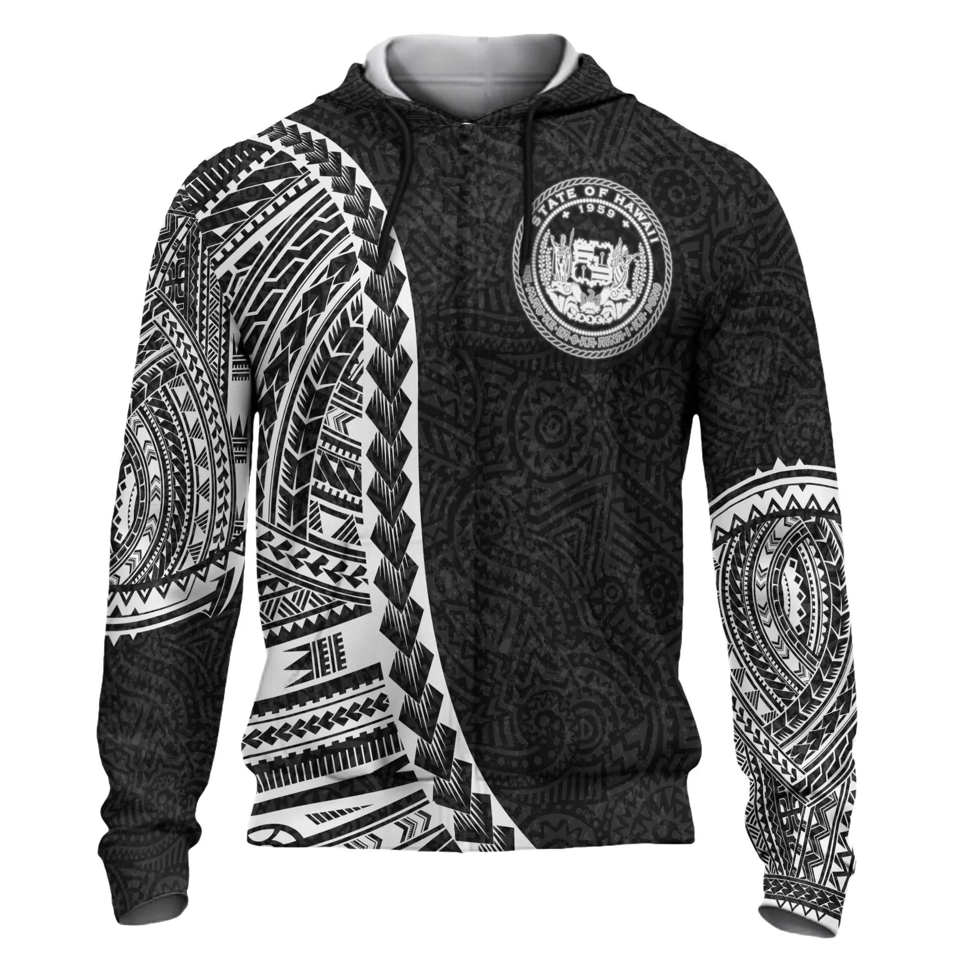 Hawaii Hoodie - Polynesian Patterns nd Map