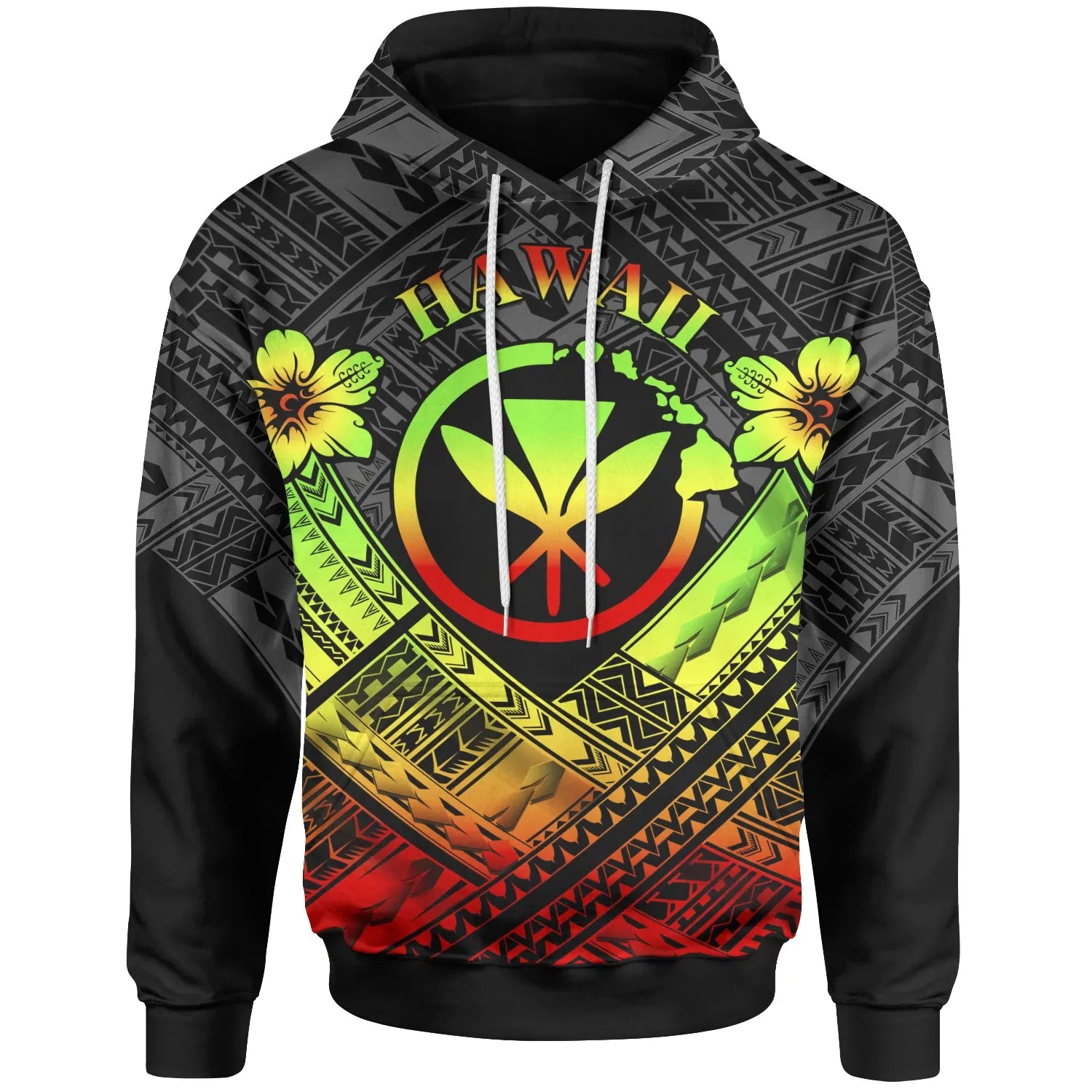 Hawaii Hoodie - Reggae Kanaka Maoli Polynesian Patterns