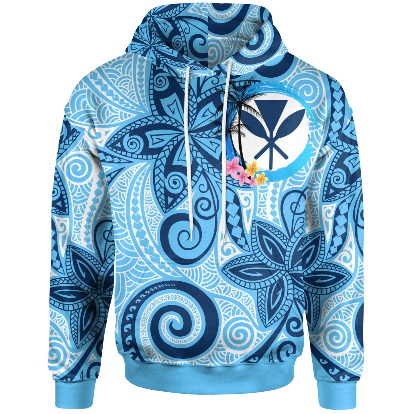 Hawaii Hoodie - Tribal Plumeria Pattern