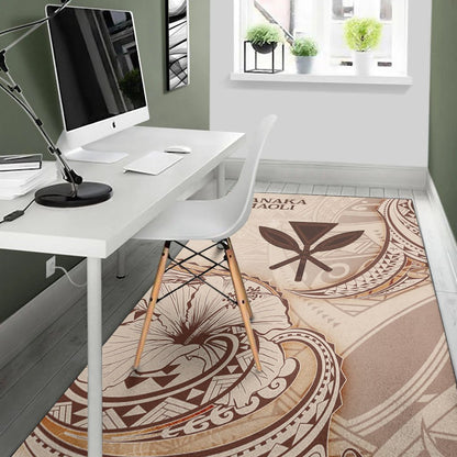 Hawaii Kanaka Maoli Area Rug - Hibiscus Flowers Vintage Style