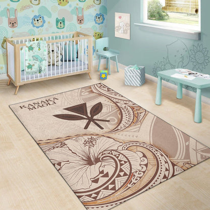 Hawaii Kanaka Maoli Area Rug - Hibiscus Flowers Vintage Style