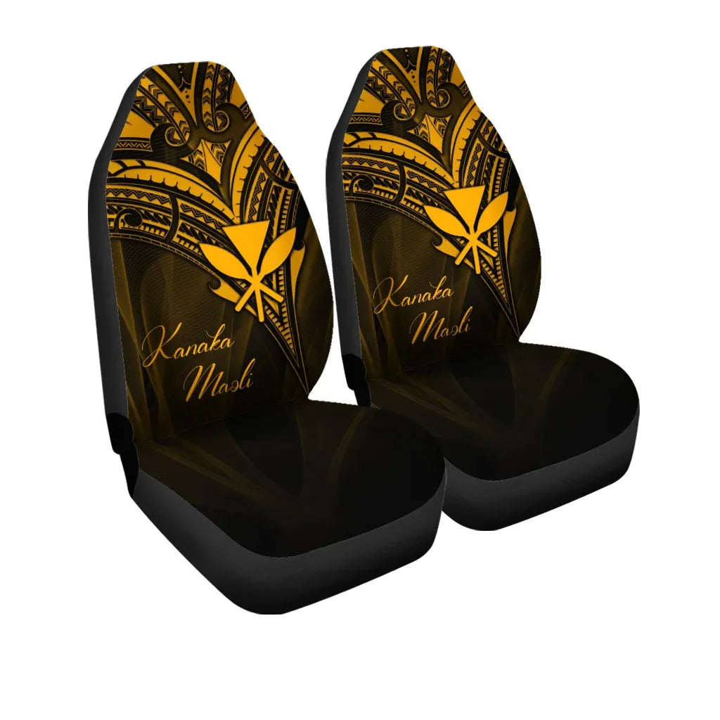 Hawaii Kanaka Maoli Car Seat Cover - Gold Color Cross Style