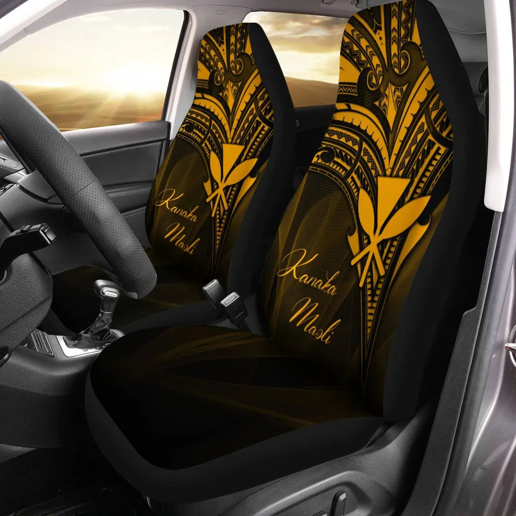 Hawaii Kanaka Maoli Car Seat Cover - Gold Color Cross Style