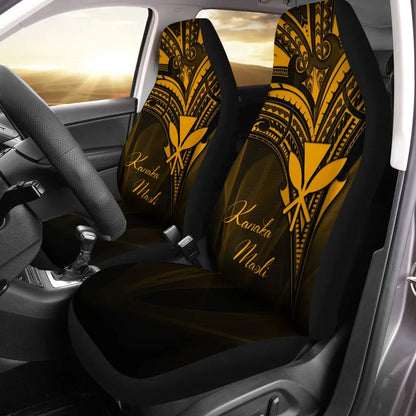 Hawaii Kanaka Maoli Car Seat Cover - Gold Color Cross Style