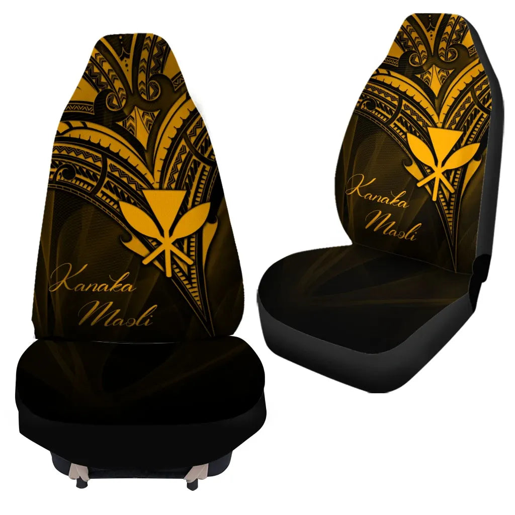 Hawaii Kanaka Maoli Car Seat Cover - Gold Color Cross Style