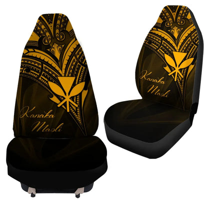 Hawaii Kanaka Maoli Car Seat Cover - Gold Color Cross Style