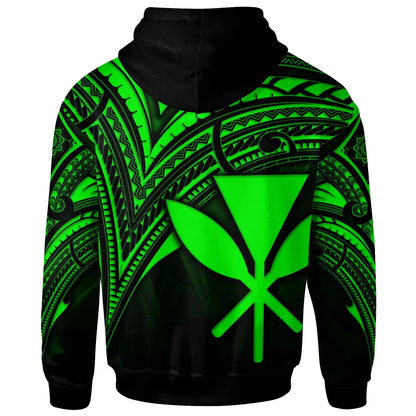 Hawaii Kanaka Maoli Hoodie - Green Color Cross Style
